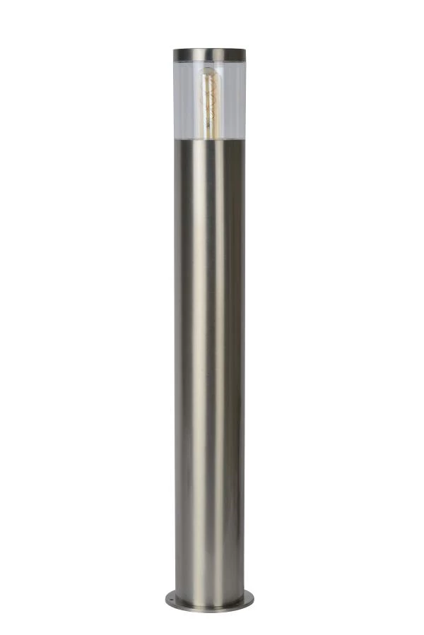 Lucide FEDOR - Bollard light Outdoor - 1xE27 - IP44 - Satin Chrome - off